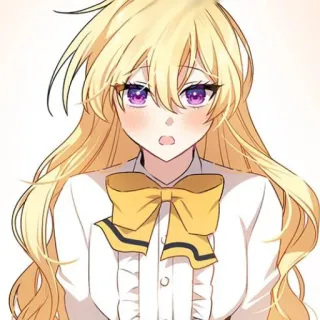 🥡 garota anime, cabelo loiro, olhos roxos, desenho animado, fofa telegram sticker