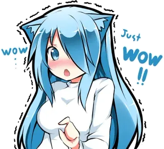 😳 wow Anime, Manga, Orecchie da gatto, Carino, Wow, Sorpreso, Cartone animato whatsapp sticker