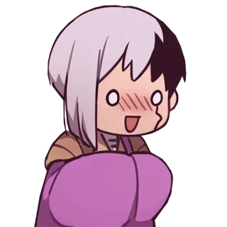 😳 애니메이션, 만화, 볼터치, 신나는, 귀여운, 보라색 telegram sticker