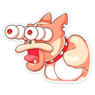 😳 Cartoon, Monstre, Trois yeux, Chien, Collier, Drôle, Créature telegram sticker
