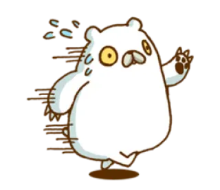 🏃 beruang, kartun, berkeringat, lelah, berlari, putih, hewan telegram sticker