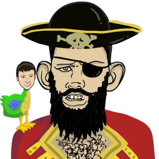 ⛵️ pirate, cartoon, parrot, eyepatch, hat, skull, beard telegram sticker