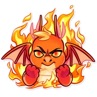 😡 dragon, feu, dessin animé, animal, mignon, fantaisie telegram sticker