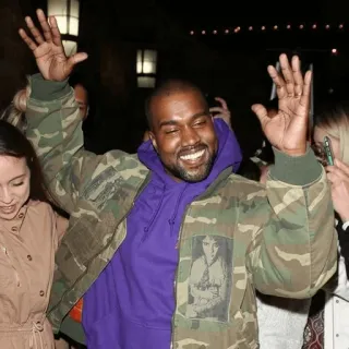 🧪 Kanye West celebrity, purple, camouflage, happy, man whatsapp sticker