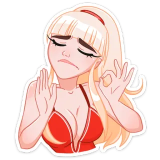 👌 mujer, rubia, OK, dibujo animado, pegatina, chica telegram sticker