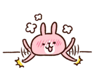 🐰 słodki, królik, kawaii, szczęśliwy, różowy, naklejka telegram sticker