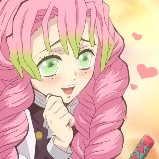 💗 Mitsuri Kanroji Demon Slayer Аниме, Манга, Клинок, рассекающий демонов, Мицури Канроджи, Любовный столп, Милый, Сердечки telegram sticker