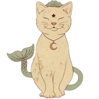 ✨ cat, mermaid, mythical, star, moon, cute, sticker telegram sticker