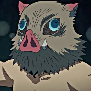 👺 Inosuke Hashibira Demon Slayer anime, demon slayer, inosuke, masque sanglier, personnage telegram sticker