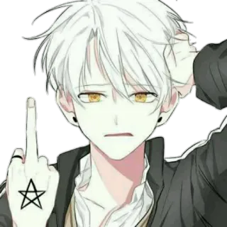 🖕 Anime, Dito medio, Pentagramma, Gesto, Offensivo, Adesivo, Personaggio, Teen telegram sticker