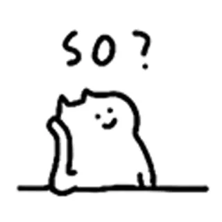 😺 SO? Katze, Frage, süß, Gekritzel, minimalistisch telegram sticker