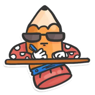 🤓 matita, cartone animato, ufficio, scuola, scrittura, occhiali da sole whatsapp sticker