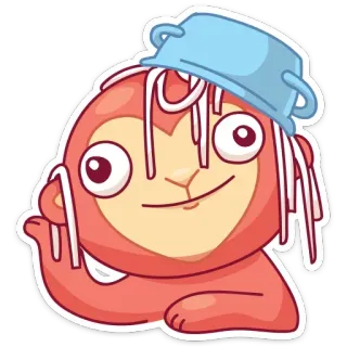 👂 원숭이, 스파게티, 웃긴, 만화, 동물, 귀여운, 캐릭터 telegram sticker