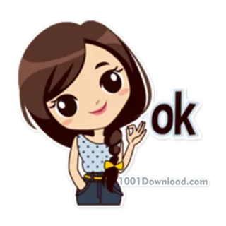 👌 ok cartoon, girl, okay, gesture telegram sticker