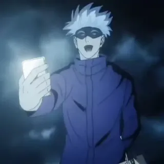 🛑 Satoru Gojo Jujutsu Kaisen Аниме, Годжо, Сатору Годжо, Магическая битва, Персонаж, Улыбка, Селфи whatsapp sticker