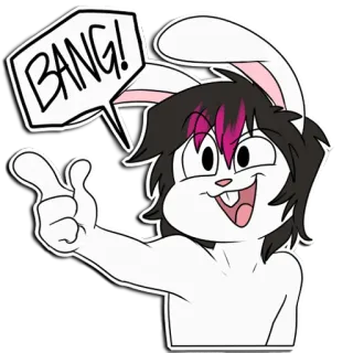 👈 BANG! rabbit, bunny, cartoon, finger gun, bang, gesture, furry, anthropomorphic telegram sticker