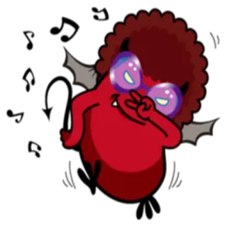 🎼 devil, cartoon, character, demon, sunglasses, peace sign telegram sticker