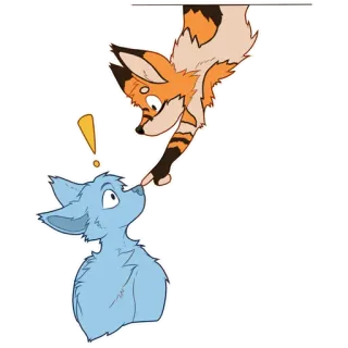 🦊 rubah, biru, kartun, hewan, teman, imut telegram sticker
