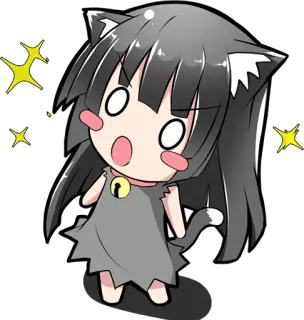 😮 девочка-кошка, аниме, каваи, милый, блестки, чиби, котенок telegram sticker