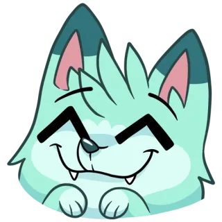 🙃 animal, mignon, chat, joyeux, poilu, dessin animé telegram sticker
