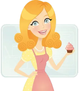 🍦 boulanger, cupcake, femme, tablier, dessin animé, boulangerie, cuisine telegram sticker