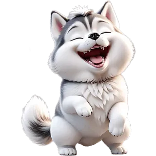 🤣 Hund, Welpe, Husky, glücklich, Cartoon, Tier whatsapp sticker