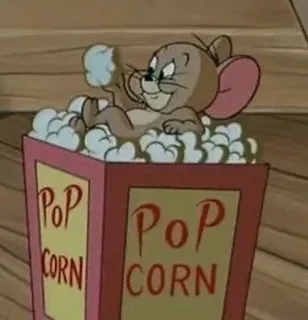 🍿 Jerry Tom and Jerry Pop CORN Pop CORN cartoon, mouse, popcorn, food, animation, cute telegram sticker