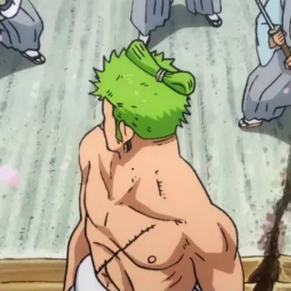 😒 Roronoa Zoro One Piece Anime, Cicatrice, Spadaccino, Capelli Verdi telegram sticker