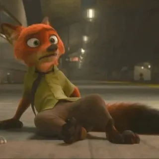 🦊 Nick Wilde Zootopia Nick Wilde, Zoomania, Fuchs, Cartoon, Animation, Disney, Sitzend telegram sticker