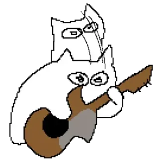 🤘 cat, cats, guitar, music, cute, funny, drawing telegram sticker