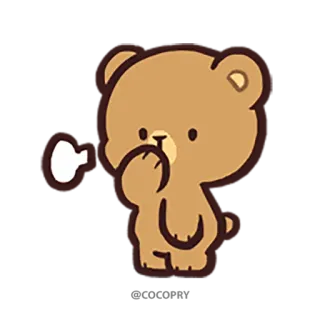 🤔 ours, dessin animé, mignon, kawaii, animal, autocollant whatsapp sticker
