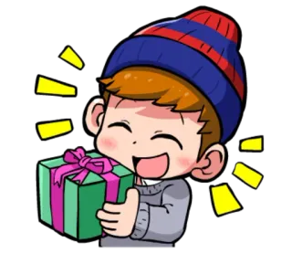 🎁 dibujos animados, feliz, regalo, celebración, invierno, niño, niño telegram sticker