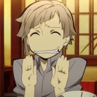 🍥 Atsushi Nakajima Bungo Stray Dogs Animé, Manga, Personnage, Drôle, Expression whatsapp sticker
