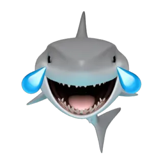 🦈 tubarão, emoji, lágrimas, chorando, rindo telegram sticker