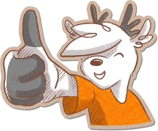👎 олень, большой палец вверх, животное, мультфильм telegram sticker
