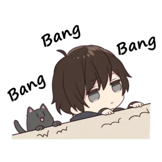 🙌 Bang Bang Bang Cartone animato, Chibi, Gatto, Testo, Anime, Manga telegram sticker