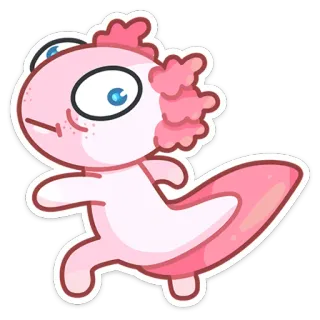 🤭 axolotl, mignon, dessin animé, animal, rose, autocollant whatsapp sticker