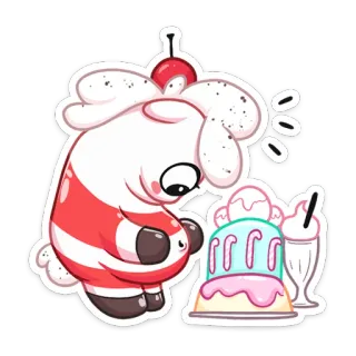 😖 Kartun, Makanan penutup, Kue, Lucu, Milkshake, Manis telegram sticker