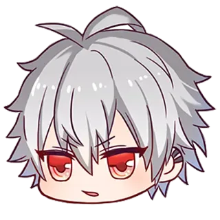 😦 anime, manga, chibi, red eyes, gray hair telegram sticker