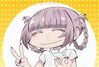 ✌️ @oniishiki 动漫, 角色, 和平标志, 手势, 卡通 whatsapp sticker