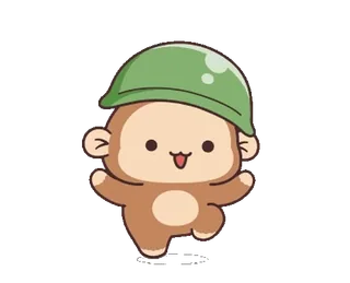 🌵 mono, animal, lindo, casco, dibujos animados, alegre telegram sticker