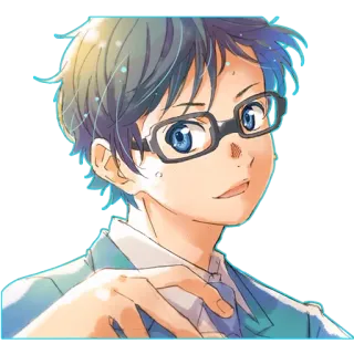 🤗 Anime, Ragazzo, Occhiali, Personaggio, Ritratto, Arte telegram sticker