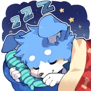 😪 ZZZ 狗, 睡觉, 星星, 困, 蓝色, 卡通 telegram sticker