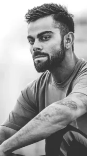 ❤️ Virat Kohli cricketer, sports, Indian, portrait, athlete, man, black and white telegram sticker