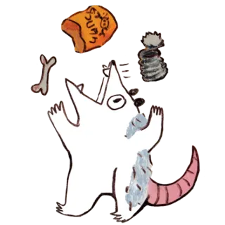 🗑 コソコソ zwierzę, gryzoń, szczur, biały, kość, jedzenie telegram sticker