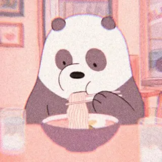 🍜 Panda We Bare Bears パンダ, ぼくらベアベアーズ, アニメ, 動物, 食べる, 麺, 可愛い telegram sticker