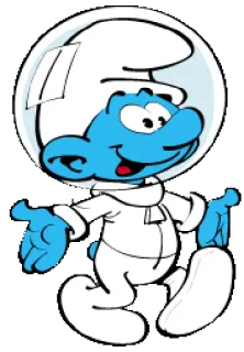 🚀 Smurf การ์ตูน, สเมิร์ฟ, นักบินอวกาศ, อวกาศ, คลาสสิก whatsapp sticker