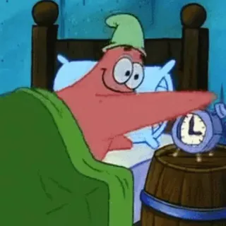 🍦 Patrick Star SpongeBob SquarePants dessin animé, Patrick, étoile, réveil, lit, dormir telegram sticker