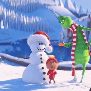 ⛄️ Grinch กริ๊นช์, คริสต์มาส, ตุ๊กตาหิมะ, ฤดูหนาว, หิมะ, วันหยุด whatsapp sticker