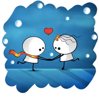 ⛸ cinta, romantis, kartun, hubungan, pasangan, hati telegram sticker